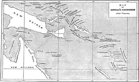 Map of Surville's discoveries, after Fleurieu